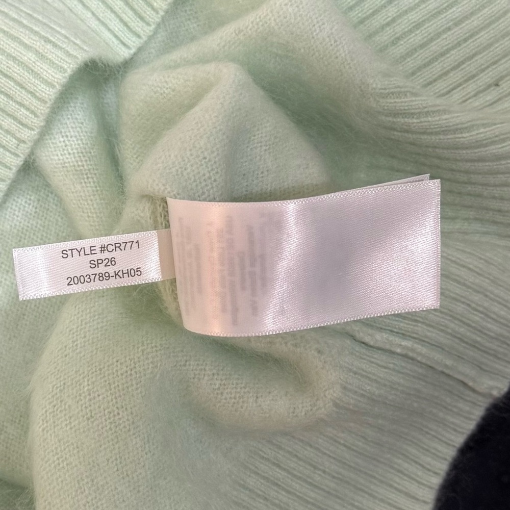 NWT J. Crew Top Rated Brushed Cashmere Blouson- Sleeve Sweater Sheer Mint - Picture 11 of 11
